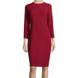 Vince | Solid Boucle Knit Sheath Dress in Crimson Red